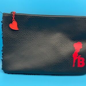 Unused Ipsy Black and Red Betty Boop Cosmetic Bag with Heart Charm